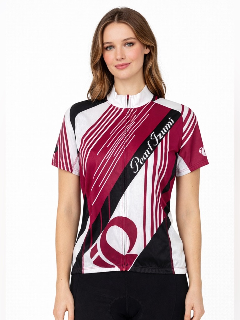 Pearl Izumi Elite Cycling Jersey Women Medium Pink White Bike Full Zip